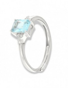 Anello Argento Rodiato Principessa Celeste Rettangolare Zirconi Laterali [7341346a]