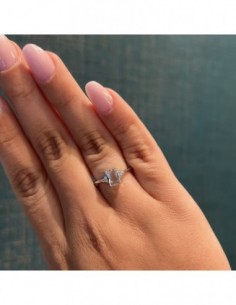 Anello Argento Rodiato Principessa Celeste Rettangolare Zirconi Laterali [7341346a] 2