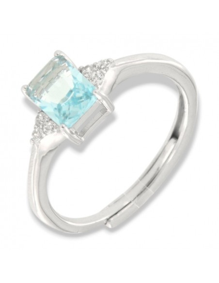 Anello Argento Rodiato Principessa Celeste Rettangolare Zirconi Laterali [c786b307]