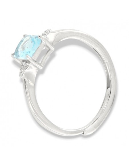Anello Argento Rodiato Principessa Celeste Rettangolare Zirconi Laterali [c2d6f419]