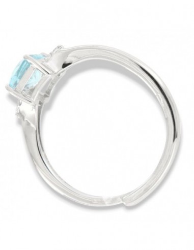 Anello Argento Rodiato Principessa Celeste Rettangolare Zirconi Laterali [75cb351d]