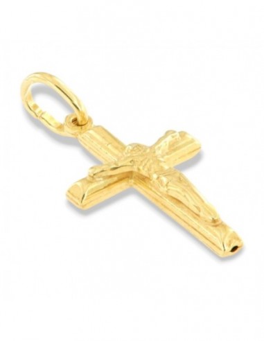 Ciondolo Argento Dorato Croce Gesù Rilievo [56f8da2a]