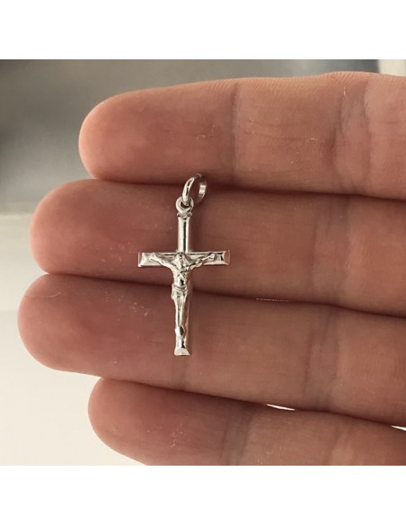 Ciondolo Argento Rodiato Croce Gesù Rilievo [213a7f81]