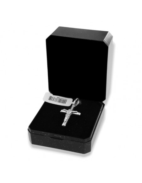 Ciondolo Argento Rodiato Croce Gesù Rilievo [246a389f]