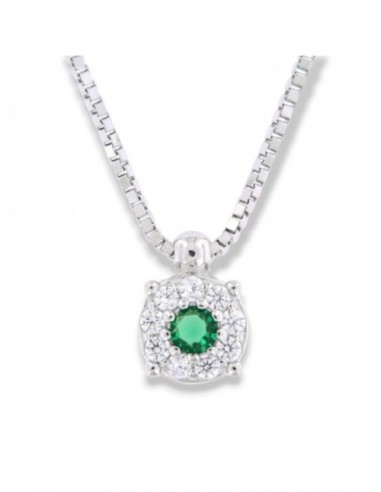 Collana Argento Rodiato Punto Luce Magic Verde 3MM [eb028b00]