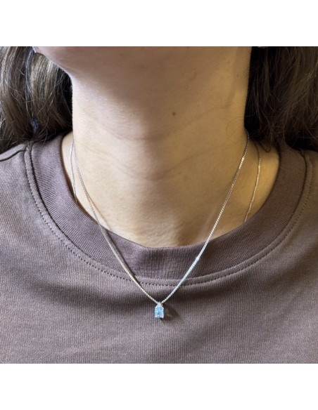Collana Argento Rodiato Principessa Celeste Rettangolare [510cd6b0]