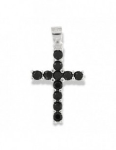 Ciondolo Argento Rodiato Croce Zirconi Neri [e55d7d7f]