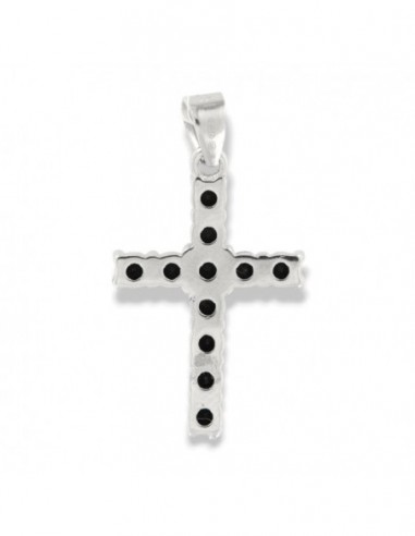 Ciondolo Argento Rodiato Croce Zirconi Neri [dc2d4194]