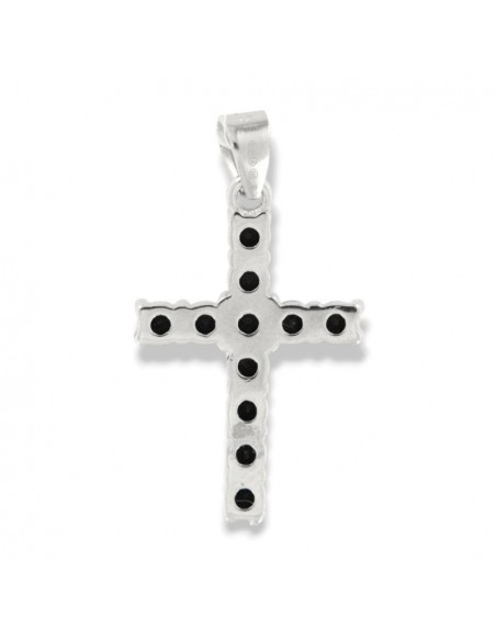 Ciondolo Argento Rodiato Croce Zirconi Neri [dc2d4194]
