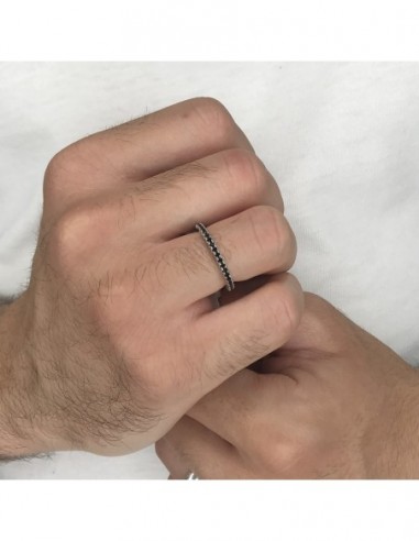 Anello Argento Rodiato Eternity Zirconi Neri 1,5MM [ccfa2c7b]