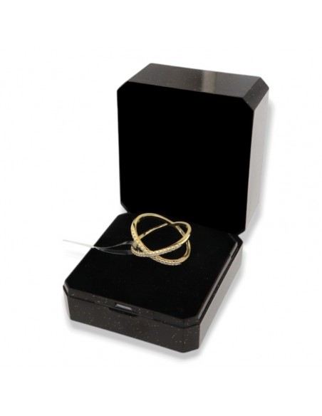 Anello Argento Dorato Intrecciato Zirconi Bianchi [03a8a0fb]