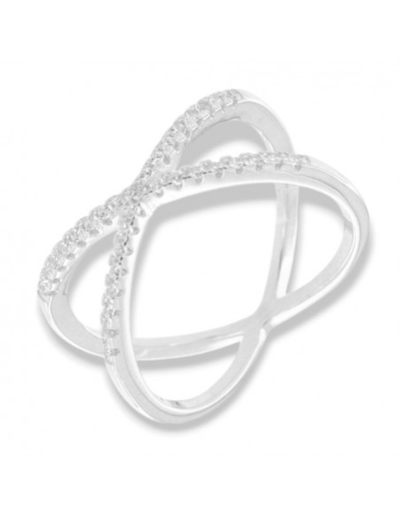 Anello Argento Rodiato Intrecciato Zirconi Bianchi [49381712]