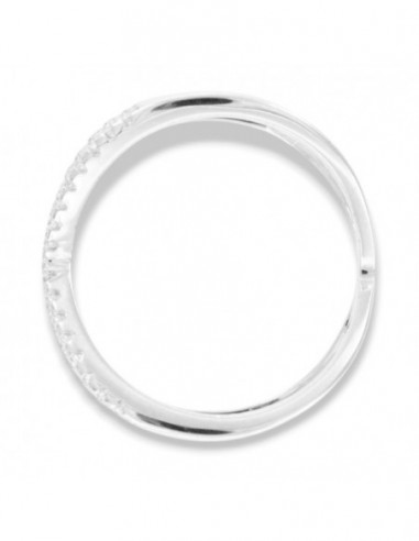 Anello Argento Rodiato Intrecciato Zirconi Bianchi [fb759108]