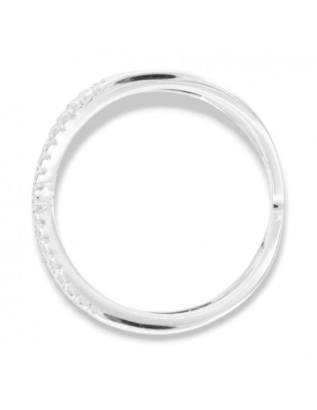 Anello Argento Rodiato Intrecciato Zirconi Bianchi [fb759108]
