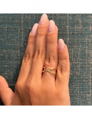Anello Argento Dorato Intrecciato Gambo Aperto [ecce0512]