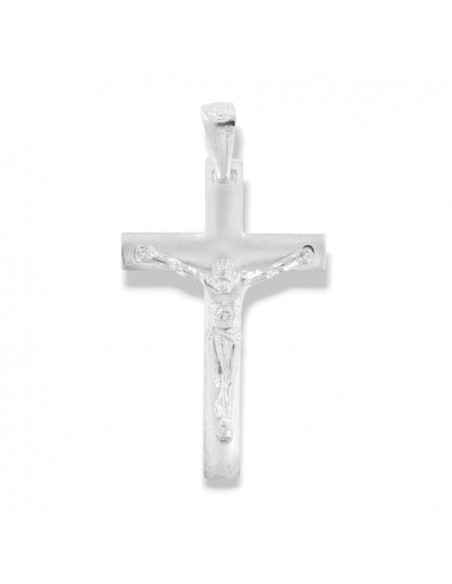 Ciondolo Argento Dorato Croce Satinata Gesù Rilievo [4ce1c309]
