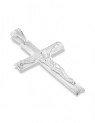 Ciondolo Argento Dorato Croce Satinata Gesù Rilievo [722e7d23]