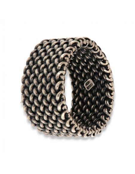 ANELLO ARGENTO BRUNITO FASCIA MORBIDA MAGLIA INTR. [71d3741b]