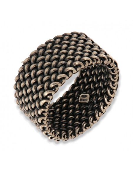 ANELLO ARGENTO BRUNITO FASCIA MORBIDA MAGLIA INTR. [1fe8f612]