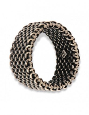 ANELLO ARGENTO BRUNITO FASCIA MORBIDA MAGLIA INTR. [1ab8b10c]