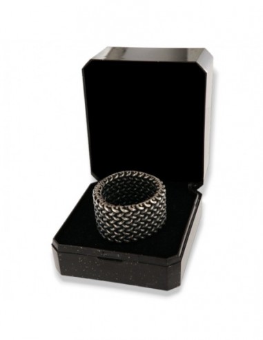 ANELLO ARGENTO BRUNITO FASCIA MORBIDA MAGLIA INTR. [c39ef201]