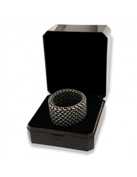 ANELLO ARGENTO BRUNITO FASCIA MORBIDA MAGLIA INTR. [c39ef201]