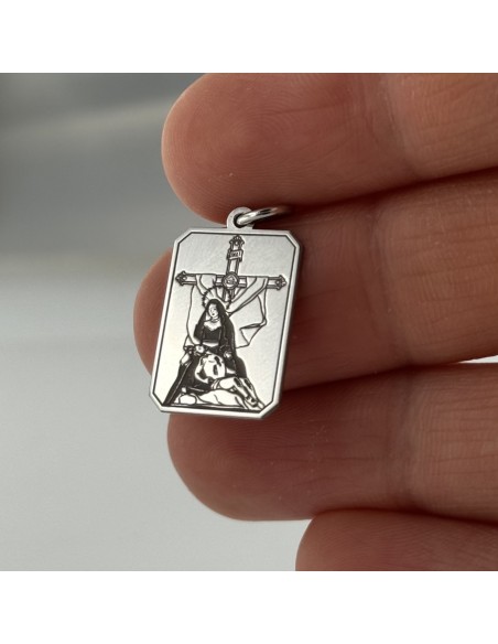 Ciondolo Argento Rodiato Piastra Madonna Misericordia [30e110e6]