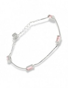 Bracciale Argento Rodiato Veneziana Zirconi Rosa [12de26ea]