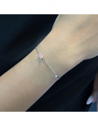 Bracciale Argento Rodiato Veneziana Zirconi Rosa [f6a30c5b]