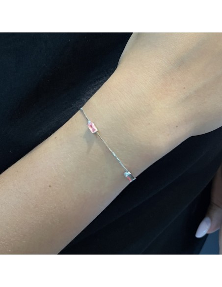 Bracciale Argento Rodiato Veneziana Zirconi Rosa [f6a30c5b]