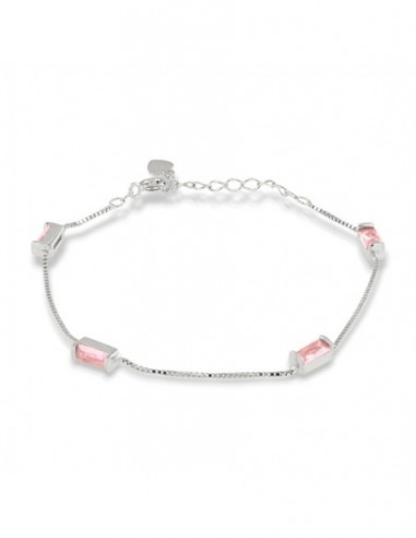 Bracciale Argento Rodiato Veneziana Zirconi Rosa [44ee8a41]