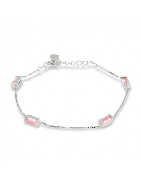 Bracciale Argento Rodiato Veneziana Zirconi Rosa [44ee8a41]