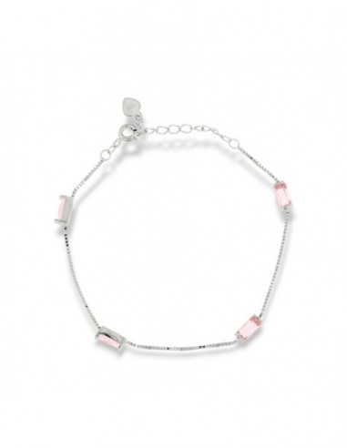 Bracciale Argento Rodiato Veneziana Zirconi Rosa [f3f34b45]