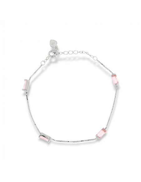 Bracciale Argento Rodiato Veneziana Zirconi Rosa [f3f34b45]