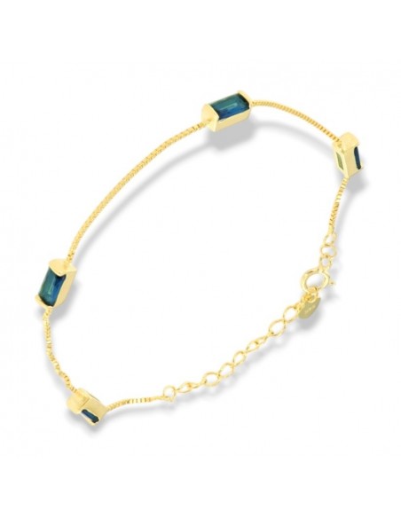 Bracciale Argento Dorato Veneziana Zirconi Blu [cbf865e7]