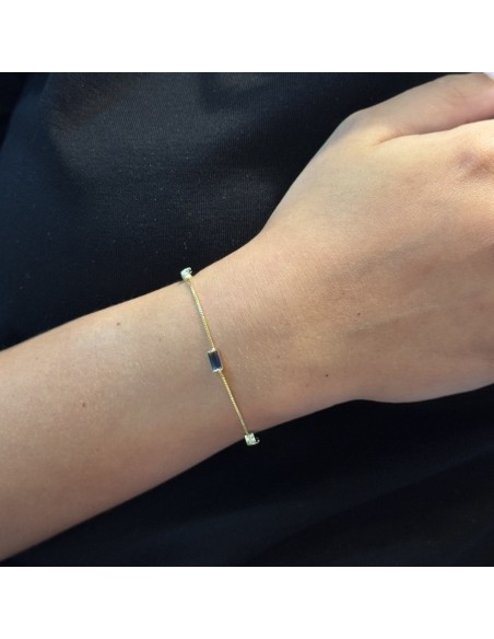 Bracciale Argento Dorato Veneziana Zirconi Blu [7f566559]