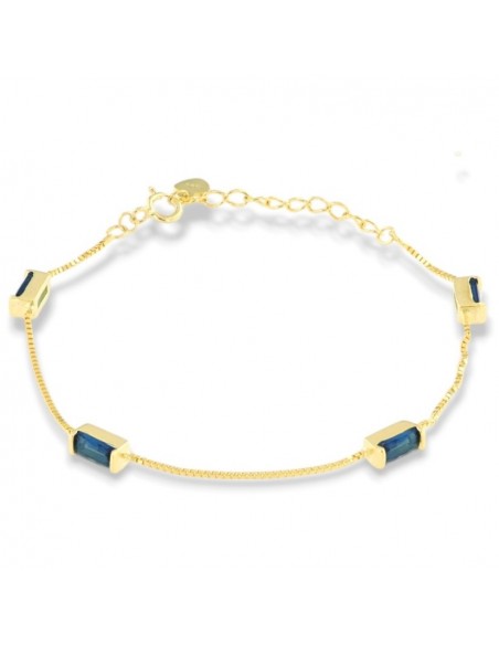 Bracciale Argento Dorato Veneziana Zirconi Blu [cd1be343]