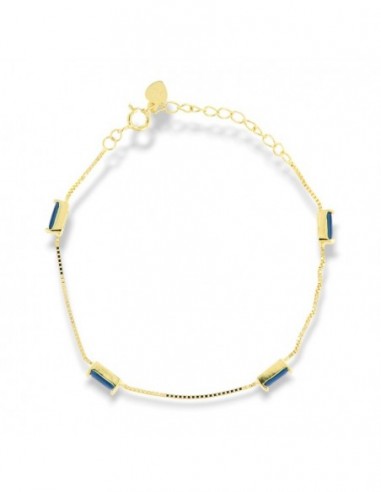 Bracciale Argento Dorato Veneziana Zirconi Blu [7a062247]