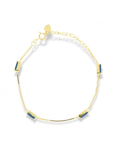 Bracciale Argento Dorato Veneziana Zirconi Blu [7a062247]