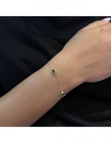 Bracciale Argento Dorato Veneziana Zirconi Verdi [e448df5f]