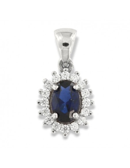 Ciondolo Oro Bianco Principessa Blu 6x4MM [5b732ea0]