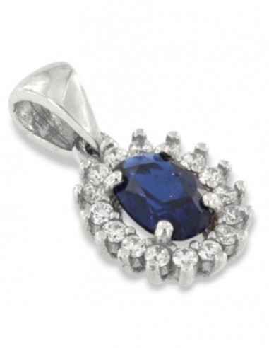 Ciondolo Oro Bianco Principessa Blu 6x4MM [e8e270bf]