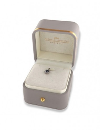 Ciondolo Oro Bianco Principessa Blu 6x4MM [5aaff6a5]