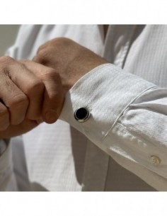 GEMELLI ACCIAIO TONDI NERO AL CENTRO [51bd18a3] 2