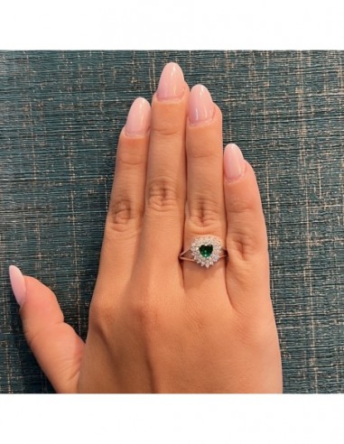 Anello Argento Rodiato Principessa Cuore Verde [6c0c96f0]