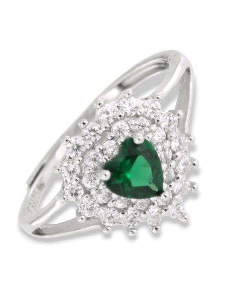 Anello Argento Rodiato Principessa Cuore Verde [db1157f4]