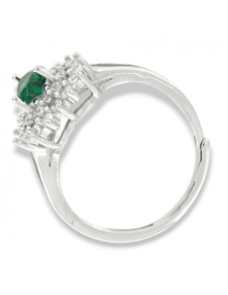 Anello Argento Rodiato Principessa Cuore Verde [695cd1ee]