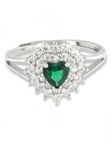 Anello Argento Rodiato Principessa Cuore Verde [b07a92e3]