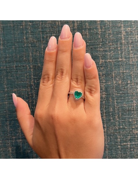 Anello Argento Rodiato Principessa Cuore Verde [5f7d1781]