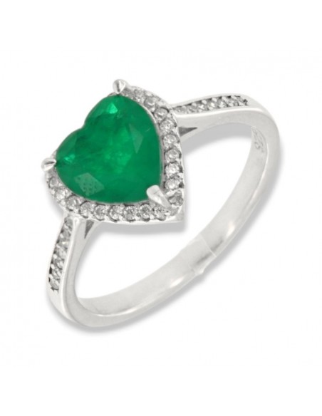 Anello Argento Rodiato Principessa Cuore Verde [e860d685]